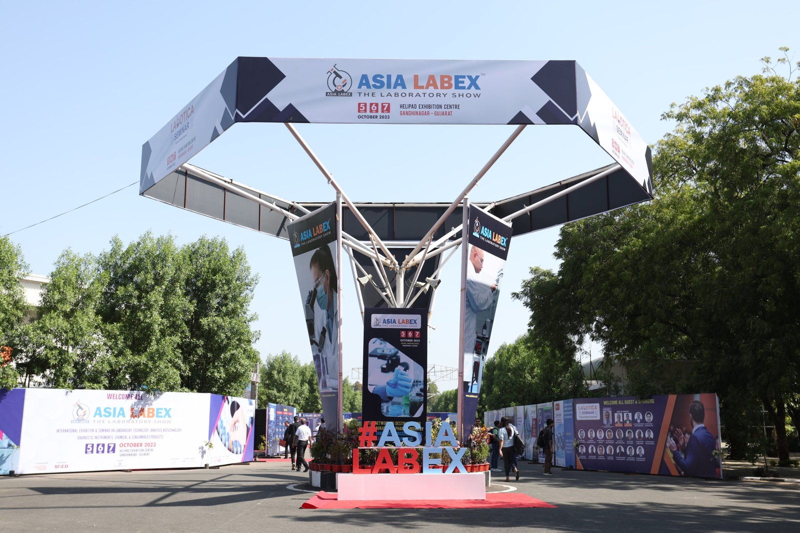 Exhibitors showcasing laboratory equipment